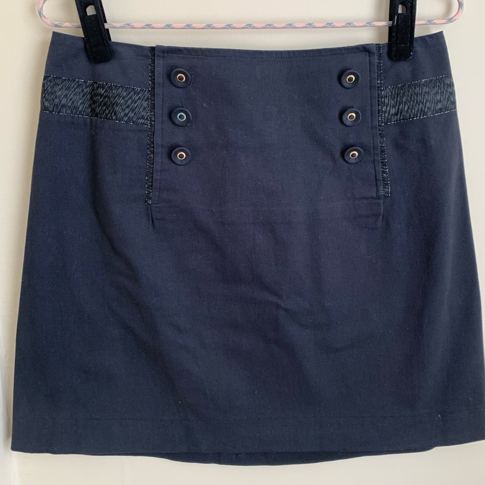 Mayle Embellished Buttons A-Line Mini Skirt Blue Sz 6